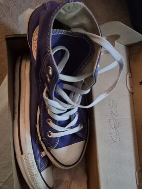 Converse Purple High Top Kids Sneakers with White Laces